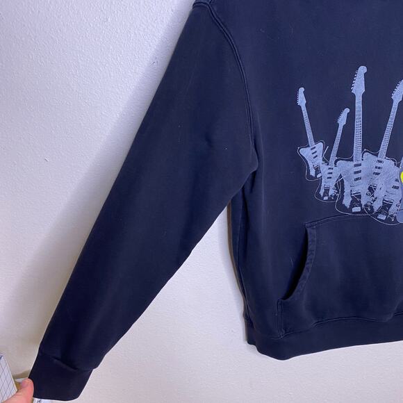 First Wave Black Guitar Print Hoodie Size 14 - Picture 4 of 10